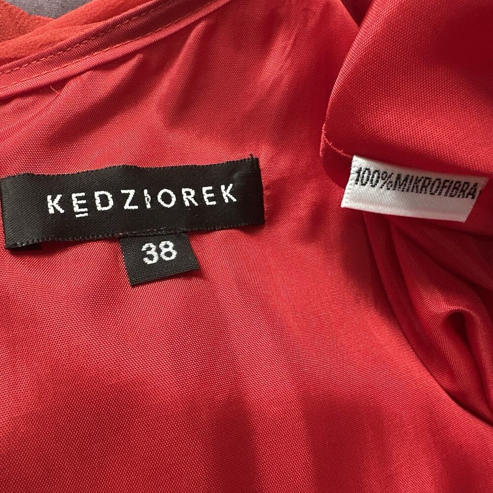Kedziorek Bell Sleeve V-neck Midi Dress Red 38 Small Lined Coastal Flowy Resort - Picture 13 of 14